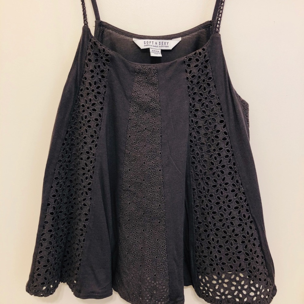 Flowy Charcoal Lace Top